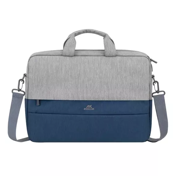 Geantă pentru Laptop Rivacase Prater, 15.6", Poliester, Gri | Albastru închis
