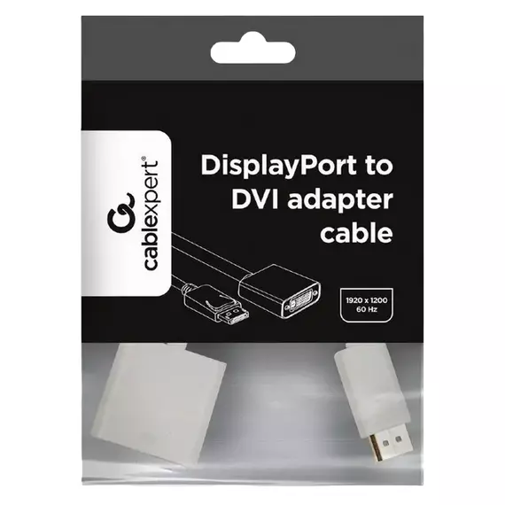 Adaptor Video Cablexpert A-DPM-DVIF-002-W, DisplayPort (M) - DVI-I (F), 0,1m, Alb, 2 image