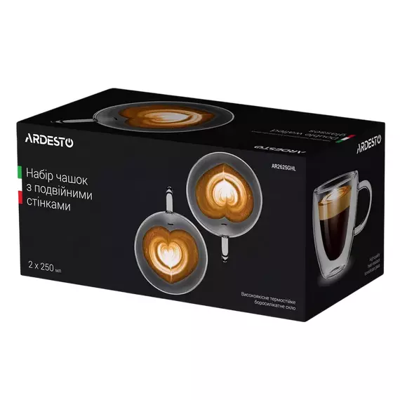 Set cupe Ardesto AR2625GHL, 250 ml, 2 bucs, Transparent, 2 image
