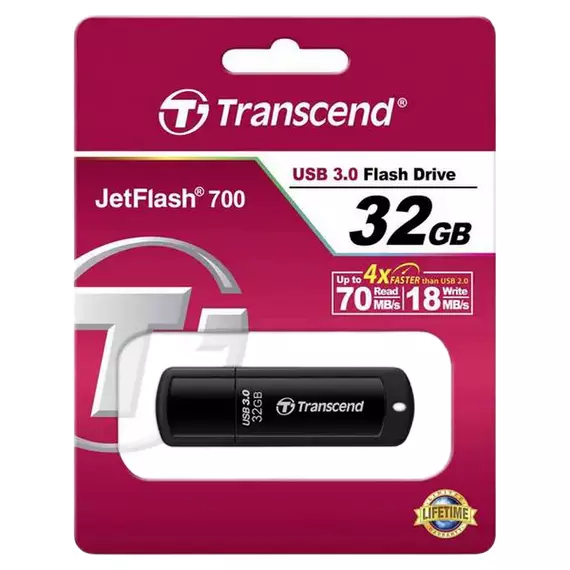 Memorie USB Transcend JetFlash 700, 32GB, Negru, 2 image