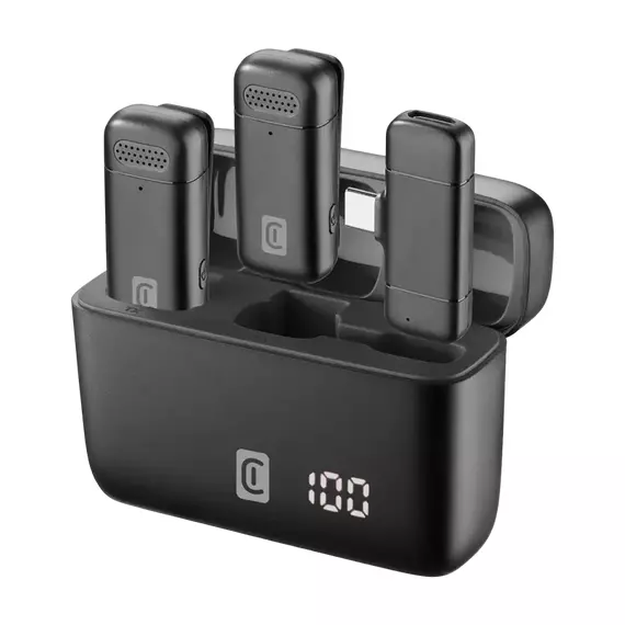 Microfon portabil pentru înregistrare vocală Cellularline Talk Pro, Fără fir/Cu fir, Negru, 3 image