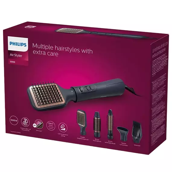 Uscător de păr-perie Philips BHA530/00, 1000W, Negru, 7 image