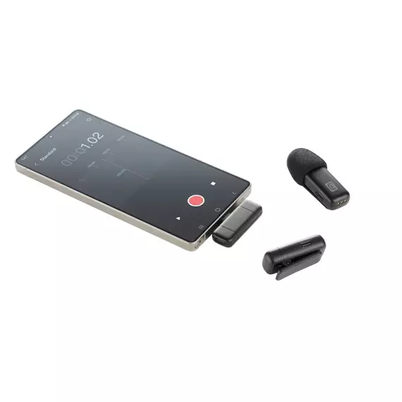 Microfon portabil pentru înregistrare vocală Cellularline Talk Pro, Fără fir/Cu fir, Negru, 2 image
