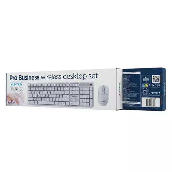 Wireless Keyboard & Mouse Gembird Silent key Pro Business KBS-WMS-01-W-CYRL, Silent, Slim , 5000dpi,, 5 image