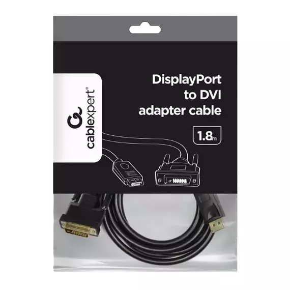 Cablu Video Cablexpert CC-DPM-DVIM-6, DisplayPort (M) - DVI-D (M), 1,8m, Negru, 4 image