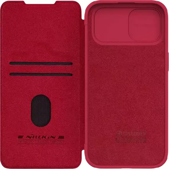 Husă tip carte Nillkin iPhone 15 - Qin Pro, Roșu, 2 image