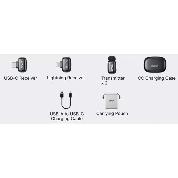 Microfon portabil pentru înregistrare vocală Boya mini 2-01, Fără fir, Negru, 4 image