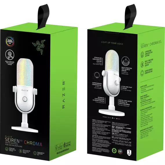Microfon Gaming Razer Seiren V3 Chroma, Cu fir, Alb, 4 image