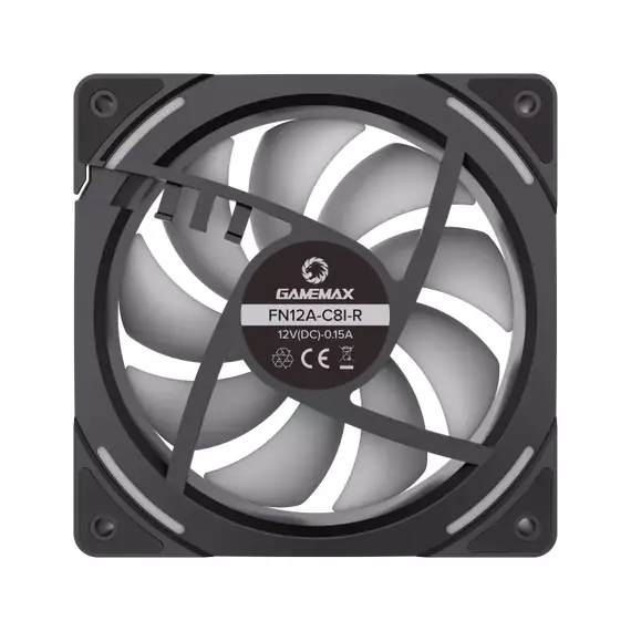 PC Case Fan GAMEMAX FN12A-C8I-R, Reversed, 120mm, ARGB, 24 LED, 9 blades, PWM, 