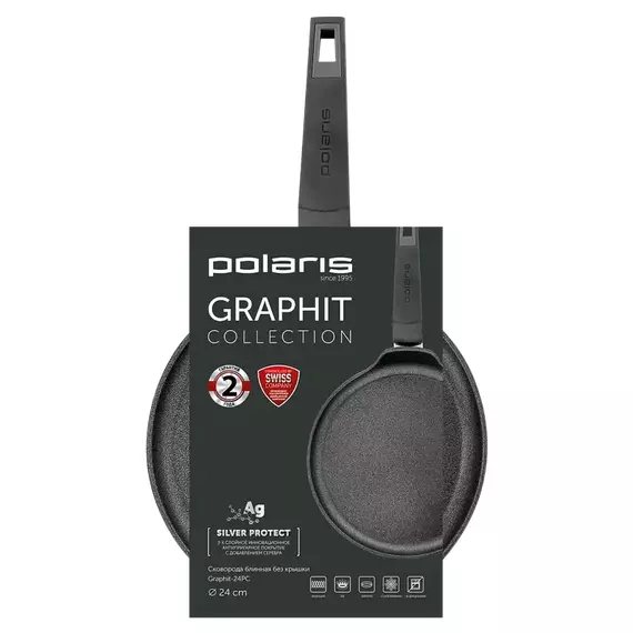 Tigaie pentru clătite Polaris Graphit-24PC, 24cm, Negru, 4 image