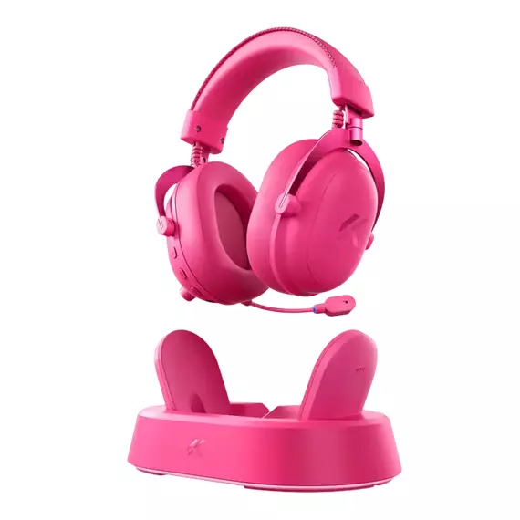 Căști gaming MCHOSE V9 Turbo Plus, Fără fir/Cu fir, Berry Red, 2 image