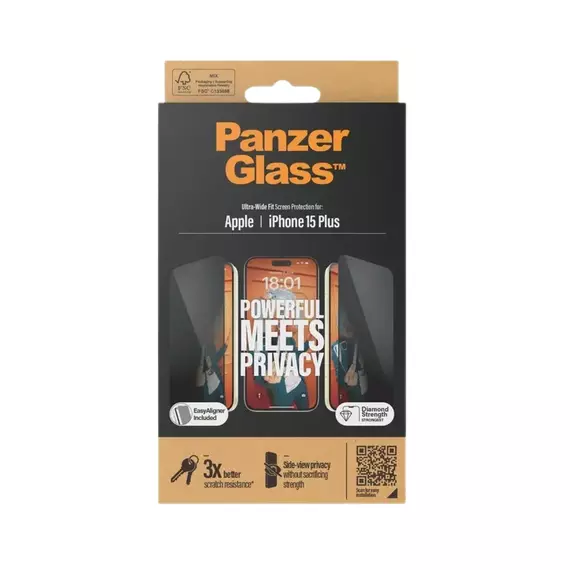 Sticlă de protecție PanzerGlass iPhone 15 Plus Privacy wA, Transparent, 2 image