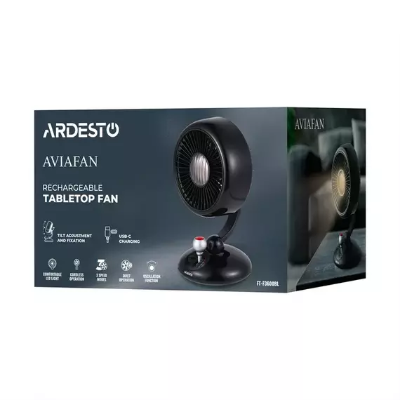 Ventilator Ardesto FT-F3600BL, Negru, 4 image