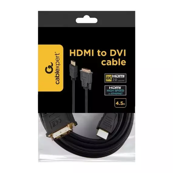 Cablu Video Cablexpert CC-HDMI-DVI-15, HDMI (M) - DVI-I (M), 4,5m, Negru, 4 image