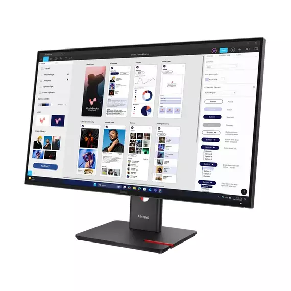 31,5" Monitor Lenovo T32UD-40, IPS 3840x2160 4K UHD, Negru, 5 image