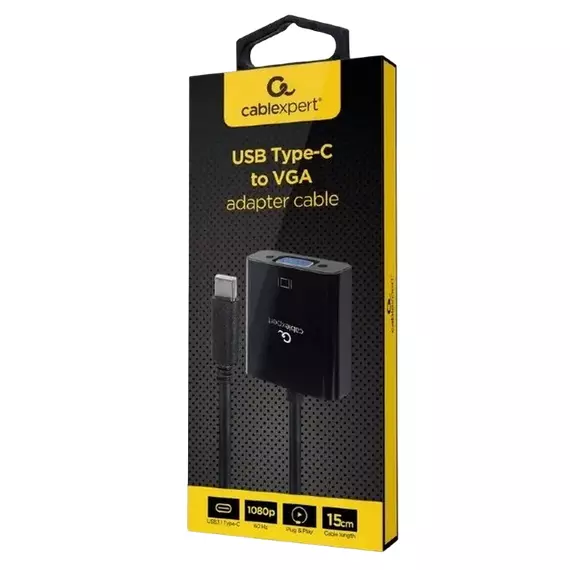 Cablu Video Cablexpert A-CM-VGAF-01, USB 3.1 Type-C (M) - VGA 15-pin (F), 0.15 m, Negru, 2 image