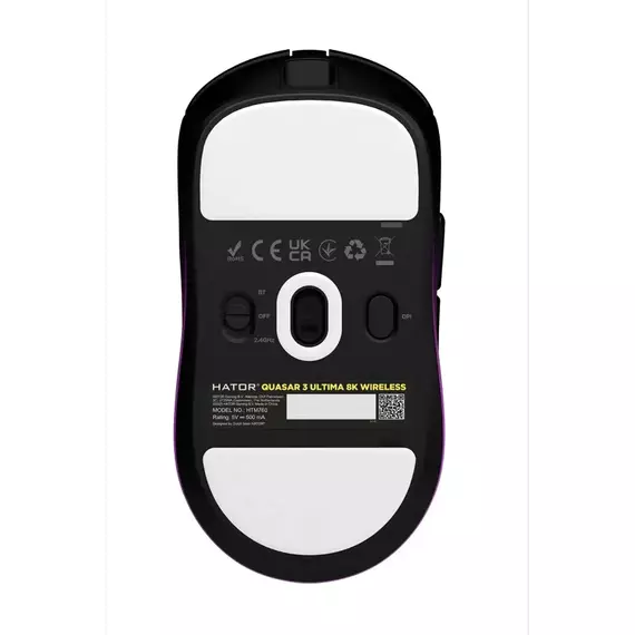 Gaming Mouse HATOR Quasar 3 Ultima 8K Wireless, Negru | Violet, 3 image