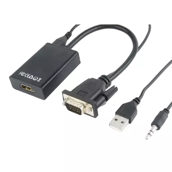 Convertor Video/Audio Cablexpert A-VGA-HDMI-01, VGA D-Sub + 3.5 mm Jack - HDMI (F), 0,15m, Negru, 4 image