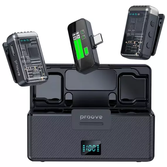 Microfon portabil pentru înregistrare vocală Proove Ripple, Fără fir/Cu fir, Negru, 4 image