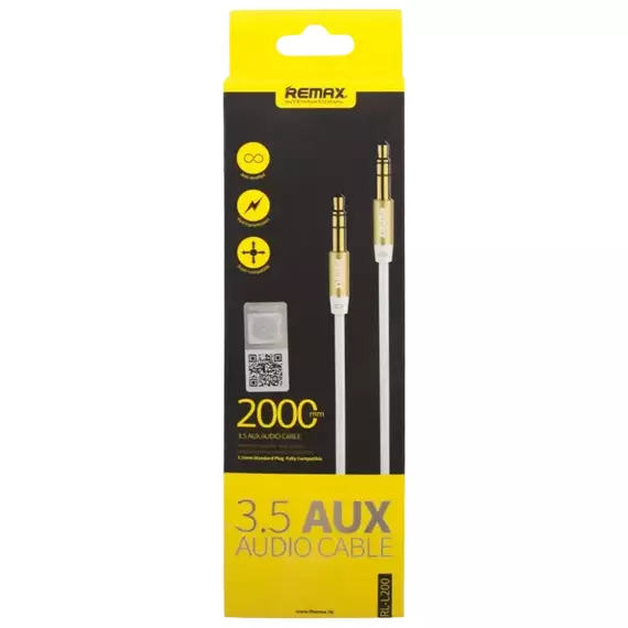 Cablu audio Remax L200, 3.5 mm AUX - 3.5 mm AUX, 2m, Alb, 3 image