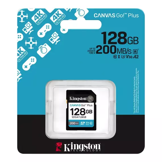 Card de Memorie Kingston Canvas Go! Plus, 128GB (SDG4/128GB), 2 image