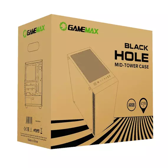 Carcasă PC Gamemax Black Hole, Midi-Tower, Fără PSU, Negru, 6 image
