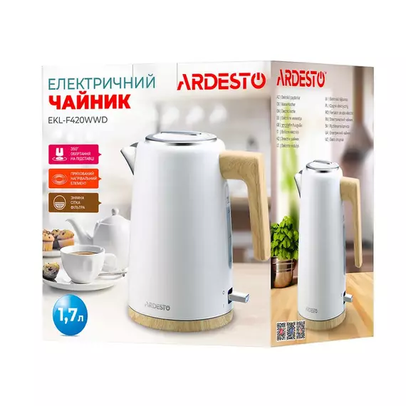 Fierbător electric Ardesto EKL-F420WWD, Alb, 5 image