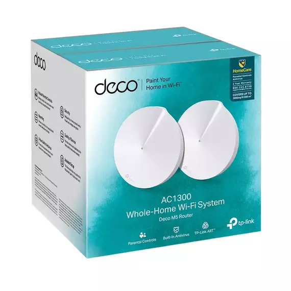 Whole-Home Mesh Dual Band Wi-Fi AC System TP-LINK, "Deco M5(2-pack)", 1300Mbps, MU-MIMO, Gbit, BT, 4 image