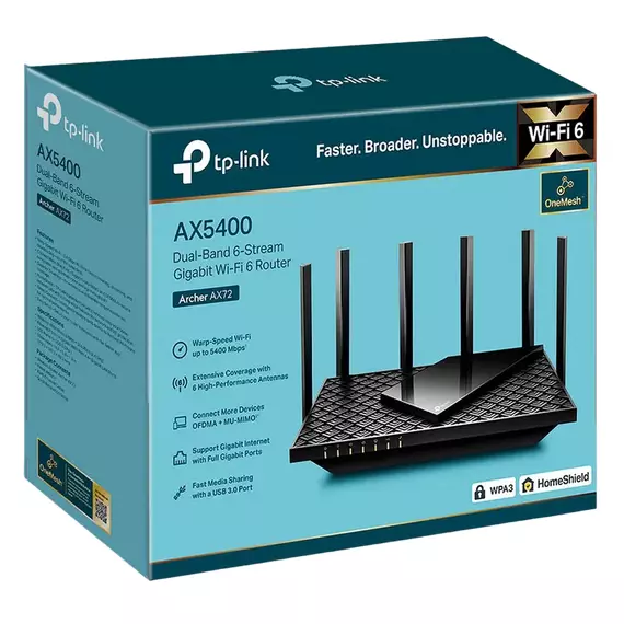Router fără fir TP-LINK Archer AX72, Negru, 4 image