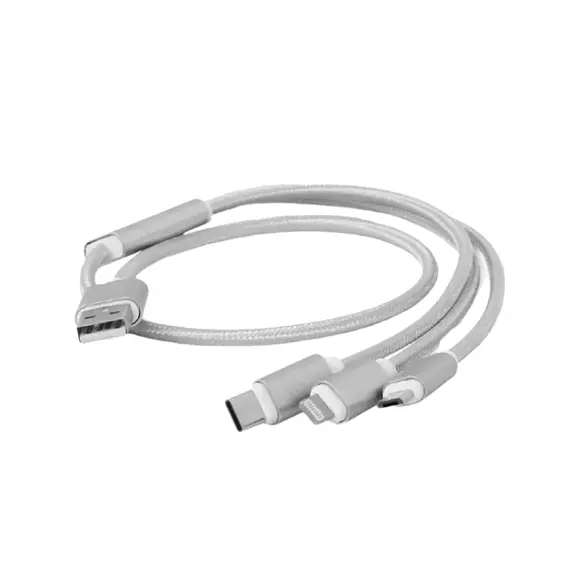 Cablu încărcare și sincronizare Cablexpert CC-USB2-AM31-1M-G, USB Type-A/Micro USB, Type-C, Lighting, 1m, Alb, 2 image