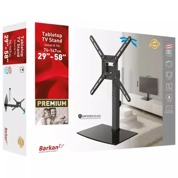 Suport pentru TV pe picior BARKAN S320, Negru, 2 image
