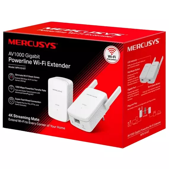 Wi-Fi + Powerline adapter MERCUSYS MP510 KIT, AV1000, 1000 Mbps, Alb, 4 image