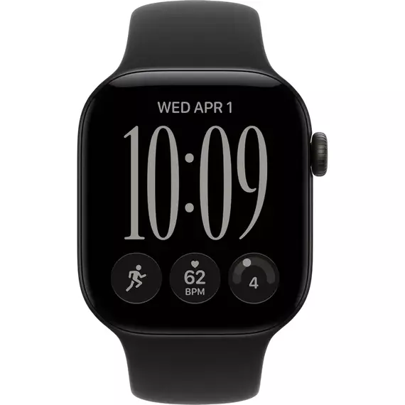 Apple Watch Series 12 GPS, 42mm Black Aluminium Case with Black Sport Band - S/M MJEA4, 3 image