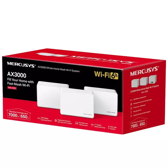 Sistem Wi-Fi Mesh MERCUSYS Halo H80X (3-pack), Alb, 2 image