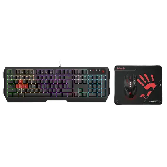 Tastatură Gaming + Mouse + MousePad Bloody B1700, USB, Black