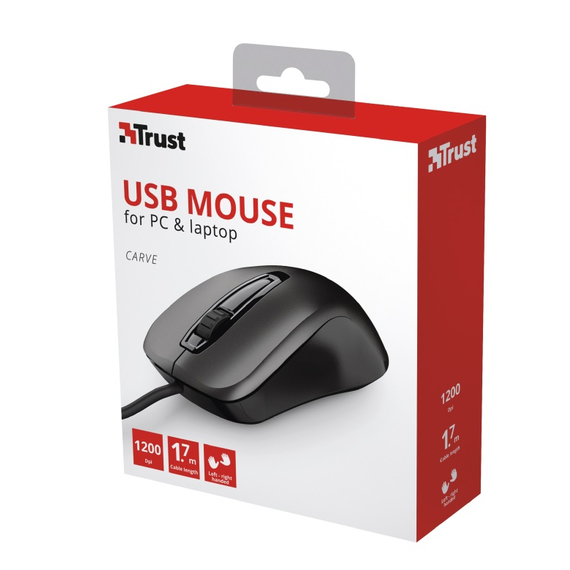 Mouse Optic Trust Carve, USB, Black, 6 image