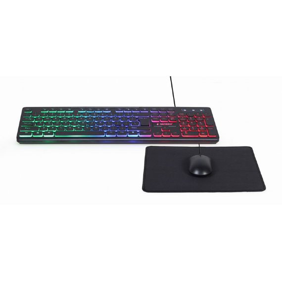 Tastatură Gaming + Mouse + MousePad Gembird KBS-UML-01, USB, RGB backlight, Black, 2 image