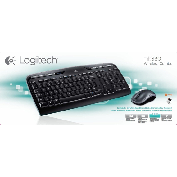 Tastatură + Mouse Wireless Logitech MK330, USB, Black, 3 image