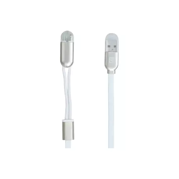 Cablu încărcare și sincronizare Remax RC-025t, Lightning, micro-USB/USB Type-A, 1m, Alb, 2 image