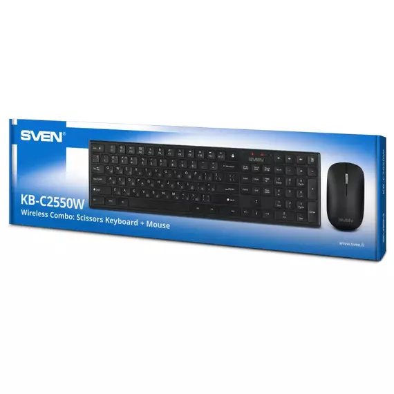 Set Tastatură + Mouse SVEN KB-C2550W, Fără fir, Negru, 4 image