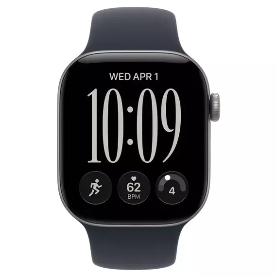 Apple Watch Series 12 GPS, 42mm Space Grey Aluminium Case with Navy Blue Sport Band - S/M MJE74, 2 image