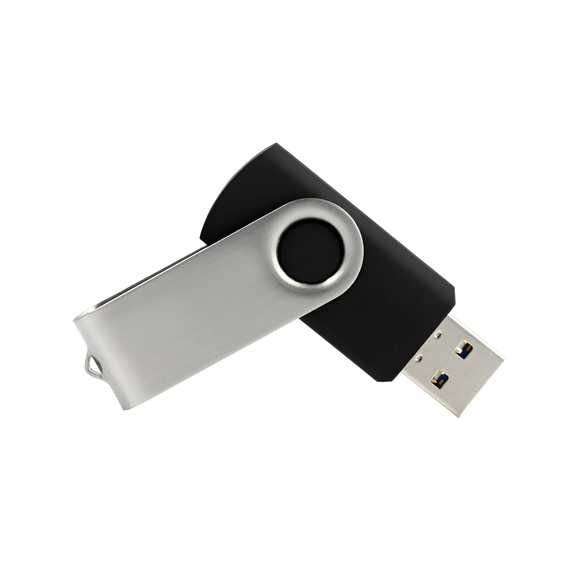 USB Drive 2.0 Unprinted Swivel 128 GB, Black/Silver, 2 image