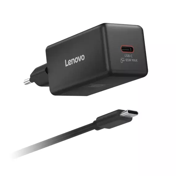 Lenovo USB-C 65W Mini GaN Charger, 1xUSB-C, (WxDxH): 61.25x32.6x32.6 mm, Weight: 110 g., USB-C cable