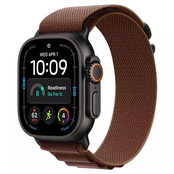 Apple Watch Ultra 4 GPS + Cellular, 49mm Black Titanium Case with Burgundy Alpine Loop - M MJC14