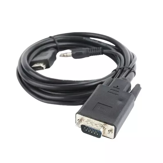 Cablu Video Cablexpert A-HDMI-VGA-03-6, HDMI (M) - VGA D-Sub + 3.5 mm Jack, 1,8m, Negru, 3 image
