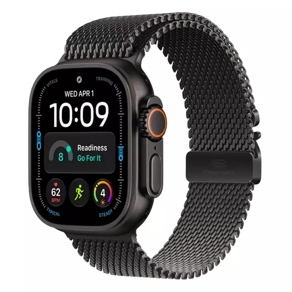 Apple Watch Ultra 4 GPS + Cellular, 49mm Black Titanium Case with Black Titanium Milanese Loop - M M