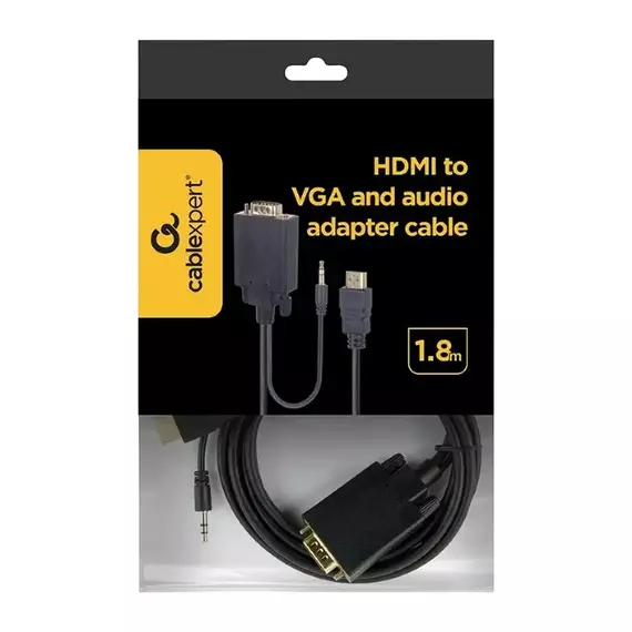 Cablu Video Cablexpert A-HDMI-VGA-03-6, HDMI (M) - VGA D-Sub + 3.5 mm Jack, 1,8m, Negru, 2 image
