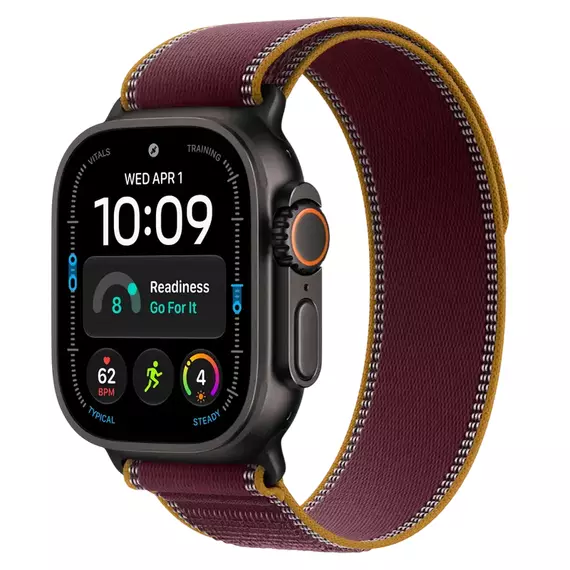 Apple Watch Ultra 4 GPS + Cellular, 49mm Black Titanium Case with Burgundy Trail Loop - M/L MJC44