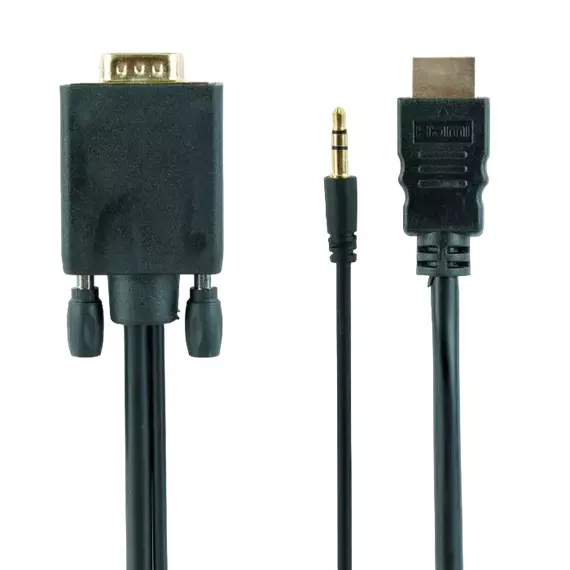 Cablu Video Cablexpert A-HDMI-VGA-03-6, HDMI (M) - VGA D-Sub + 3.5 mm Jack, 1,8m, Negru