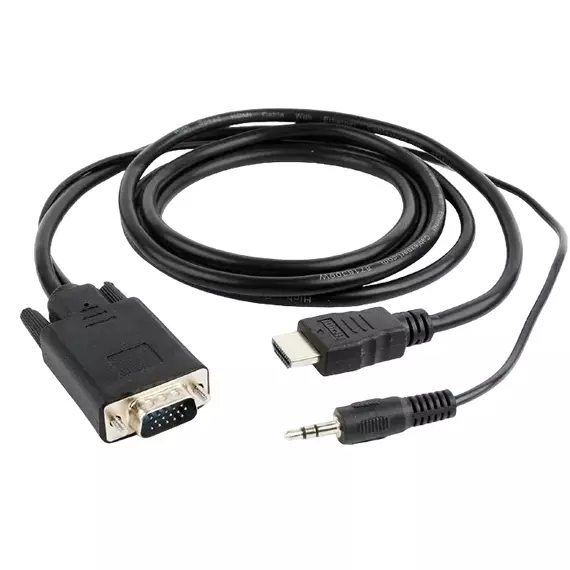 Cablu Video Cablexpert A-HDMI-VGA-03-6, HDMI (M) - VGA D-Sub + 3.5 mm Jack, 1,8m, Negru, 4 image